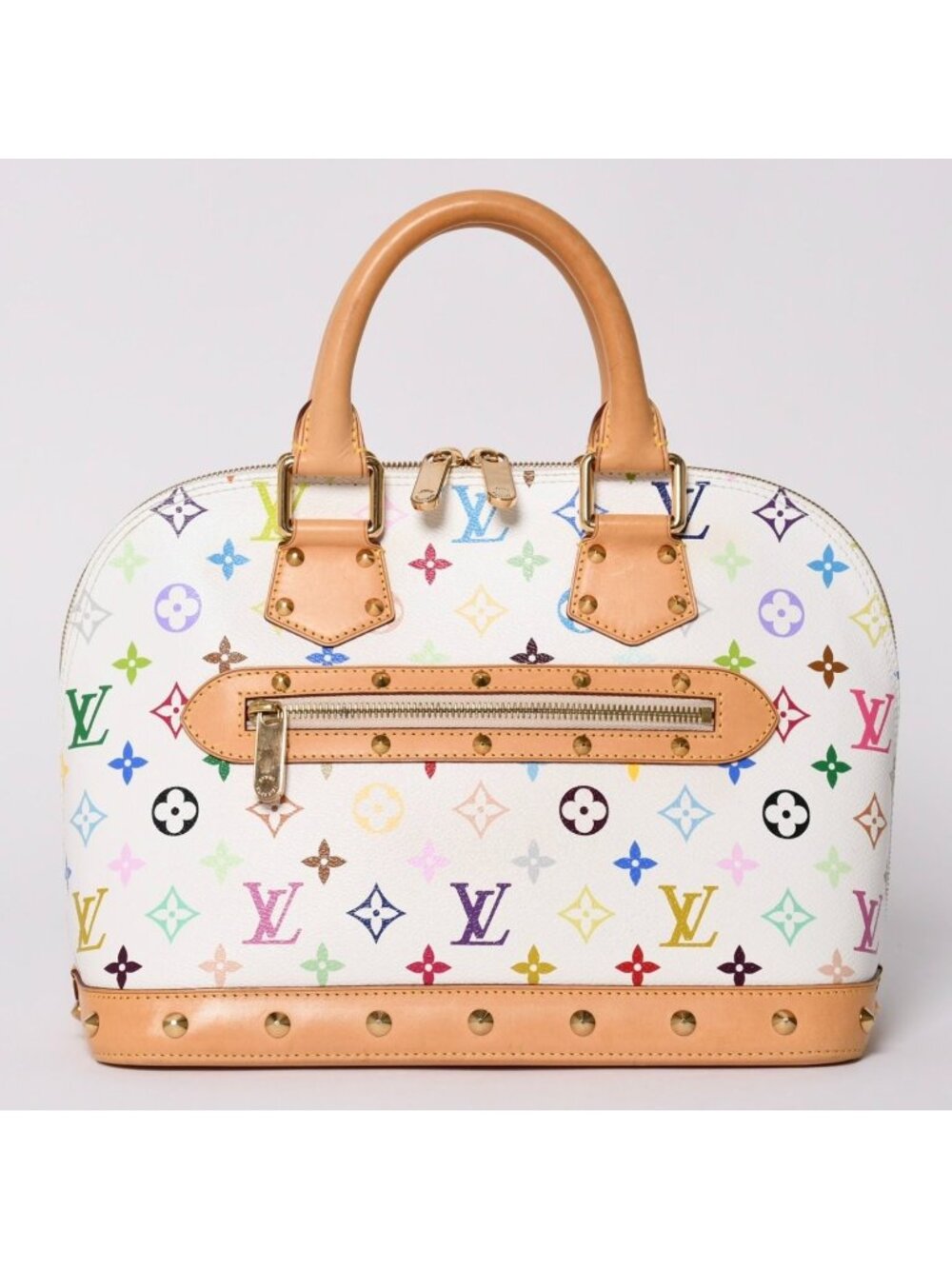 Louis Vuitton Alma Handbag Monogram Multicolor White Takashi Murakami